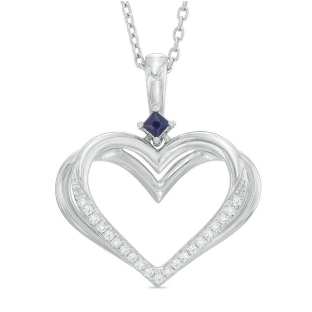 Vera Wang Silver Heart Necklace with Blue Accent